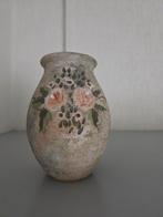 Vintage Vaas met Rozenmotief, Gebruikt, Overige kleuren, Aardewerk of Porselein, Ophalen of Verzenden