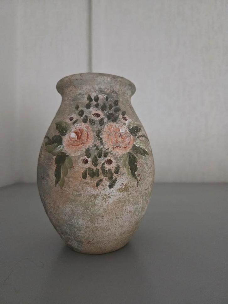 Vintage Vaas met Rozenmotief, Huis en Inrichting, Woonaccessoires | Vazen, Gebruikt, Overige kleuren, Minder dan 50 cm, Aardewerk of Porselein