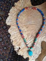Vintage ketting en hanger – Turkoois – Lapis Lazuli – Rode C, Gebruikt, Blauw, Ophalen of Verzenden, Steen of Mineraal