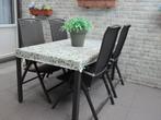 Tuinset tafel 4 stoelen en 2 voetenbankjes., Ophalen, 4 zitplaatsen, Gebruikt, Hocker