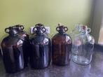 Vintage oude bruine en witte glazen flessen - ruim 4,5L, Ophalen