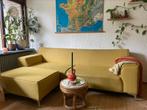Gele bank met hocker, Gebruikt, 100 tot 125 cm, Hoekbank, Driepersoons