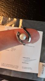 Gouden ring met diamant en parel, Ophalen of Verzenden, Gebruikt