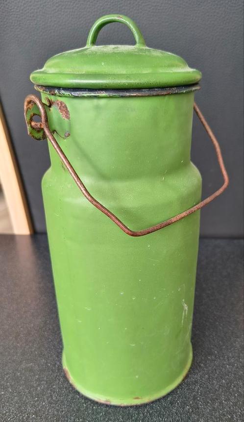 Groene Emaille Melkkan Brocante, Antiek en Kunst, Antiek | Emaille, Ophalen