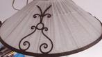 Hanglamp, antiek smeedijzeren kap met stof bekleed, Antiek en Kunst, Antiek | Lampen, Ophalen of Verzenden