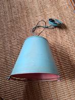 2 Azuurblauwe Industriële Hanglampen, Huis en Inrichting, Lampen | Hanglampen, Ophalen, Gebruikt, Metaal, Minder dan 50 cm