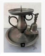 Tinnen Blaker kaars-houder, 12 cm hoog, met dover, Antiek en Kunst, Ophalen of Verzenden