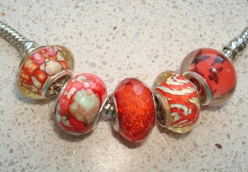 Set van 5 bedels voor grootgatbedelarmbanden, Sieraden, Tassen en Uiterlijk, Bedels, Nieuw, Overige merken, Overige materialen