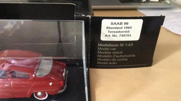 SAAB 96 1960 MODEL CAR COLLECTION+ DOOS 2x MOOI GEPRODUCEERD, Hobby en Vrije tijd, Modelauto's | 1:43, Nieuw, Auto, Overige merken