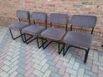 4 Grijze Eetkamerstoelen met Metalen Frame, Huis en Inrichting, Ophalen, Zo goed als nieuw, Metaal, Vier