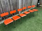 Formica stoelen - 6 stuks - keuken stoeltjes - oranje, Overige materialen, Vijf, Zes of meer stoelen, Gebruikt, Jaren 60