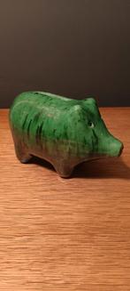 Smaragdgroen spaarpotje, vintage, varkentje, Ophalen of Verzenden