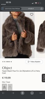 Taupe Object Faux Fur Jas, Kleding | Dames, Ophalen of Verzenden, Zo goed als nieuw, Maat 38/40 (M), Bruin