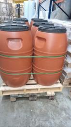 Kunststof vat met draaideksel – 220 liter (terracotta), 150 liter of meer, Ophalen, Zo goed als nieuw