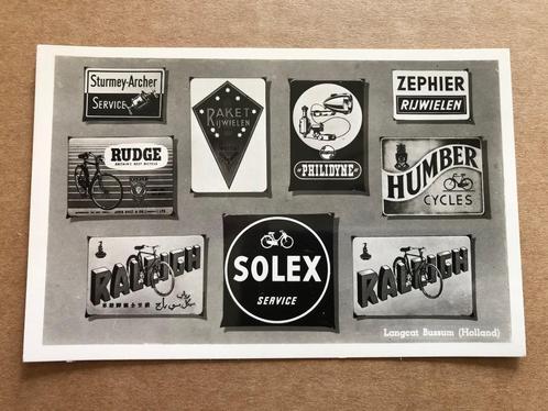 Langcat Bussum kaart. Rijwiel borden. Rudge Raleigh Solex., Verzamelen, Merken en Reclamevoorwerpen, Gebruikt, Reclamebord, Ophalen of Verzenden