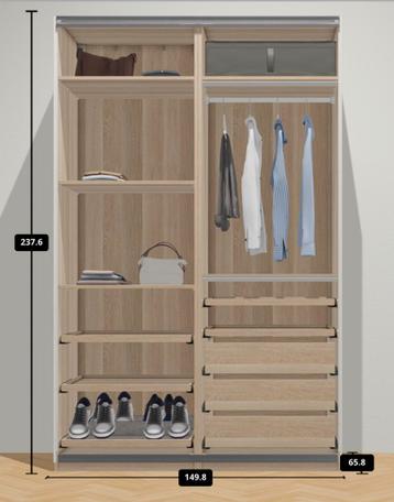Complete Ikea Pax kledingkast met schuifdeuren (nieuw €840) - afbeelding 7