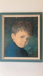Vintage crying boy, huilende jongen in lijst, Antiek en Kunst, Ophalen