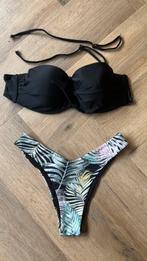 Strepless bikini maat 40 met string maat S, Ophalen of Verzenden, Zo goed als nieuw, Zwart, Bikini