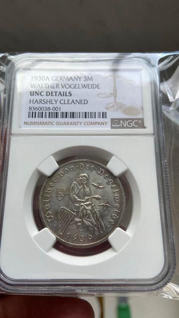 1930 A duitsland 3 reichsmark walther vogelweide unc ngc  beschikbaar voor biedingen