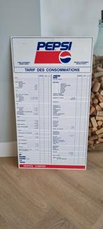 Pepsi cola reclamebord prijslijst bord Frankrijk, Reclamebord, Gebruikt, Ophalen of Verzenden