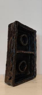 Brutalistische wanddecoratie zwart/blauw keramiek, Ophalen