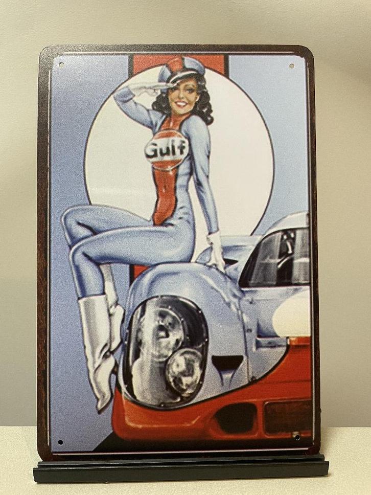 Gulf metalen reclamebord (Old Look), Verzamelen, Merken en Reclamevoorwerpen, Nieuw, Reclamebord, Ophalen of Verzenden