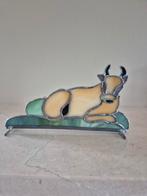 Vintage stier in glas in lood, Antiek en Kunst, Curiosa en Brocante, Ophalen of Verzenden