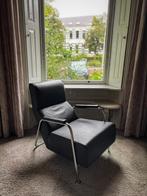 Topform Design Fauteuil - Zwart Leer & Chroom, Huis en Inrichting, Fauteuils, Ophalen, Gebruikt, Minder dan 75 cm, Leer