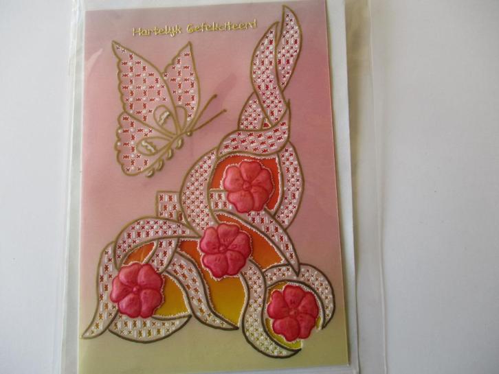 nr 89 pergamano felicitatie kaart, Hobby en Vrije tijd, Kaarten | Zelfgemaakt, Nieuw, Overige thema's, Ophalen of Verzenden