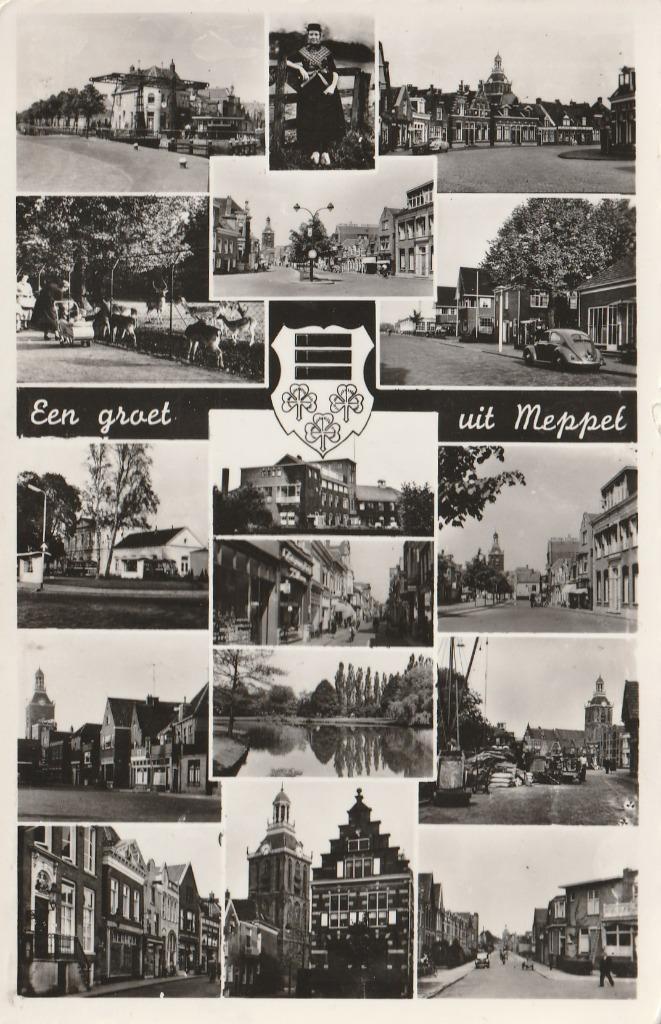 MEPPEL Stadsgezichten Groeten, Verzamelen, Ansichtkaarten | Nederland, Gelopen, Drenthe, 1960 tot 1980, Verzenden