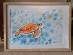 Handgeschilderde zeeschildpad, waterverf 21x30 cm, Ophalen of Verzenden