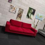 Bank | Bankstel | Velvet | 220x90 | Rood | Sofa | Couch, Gebruikt, Driepersoons, 75 tot 100 cm, Rechte bank