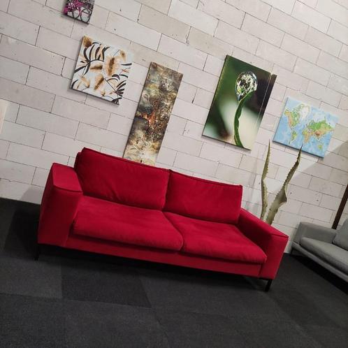 Bank | Bankstel | Velvet | 220x90 | Rood | Sofa | Couch, Huis en Inrichting, Banken | Bankstellen, Gebruikt, Rechte bank, Driepersoons