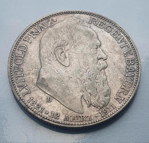 2 mark 1911 Beieren, Postzegels en Munten, Munten | Europa | Niet-Euromunten, Losse munt, Duitsland, Zilver, Ophalen of Verzenden