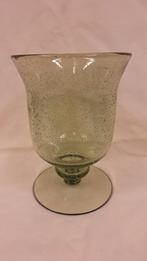 Groen vaasje bubbels op voet, Ophalen of Verzenden, Minder dan 50 cm, Groen, Glas