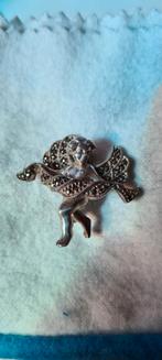 Antieke broche cherub cupido sterling met markasiet, Verzenden, Zilver, Broche