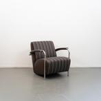 2x Leolux Scylla Fauteuil Laag Bruin/Wit/Zwart Stof - Streep, Huis en Inrichting, Fauteuils, Niet ingevuld, Metaal, Niet ingevuld