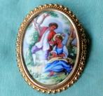 Vintage broche met Limoges porselein, Sieraden, Tassen en Uiterlijk, Ophalen of Verzenden, Overige materialen, Broche