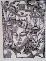 Hubert Bekman prachtige houtgravure op Ets papier 1941 (NHS), Antiek en Kunst, Kunst | Etsen en Gravures, Ophalen of Verzenden