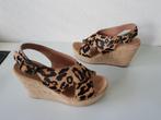 Ugg MAAT 39 leopard harige leren sandalen instappers muilen, UGG, Bruin, Verzenden, Sandalen of Muiltjes