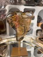 Jaspis-Agaat op Gouden Voet, Ophalen of Verzenden, Mineraal