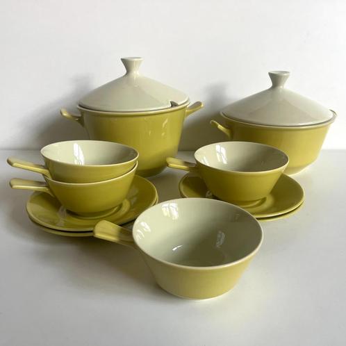 Reinetgele Jubilant dekschalen en bouillonkoppen Fris Edam, Antiek en Kunst, Antiek | Servies los, Ophalen of Verzenden