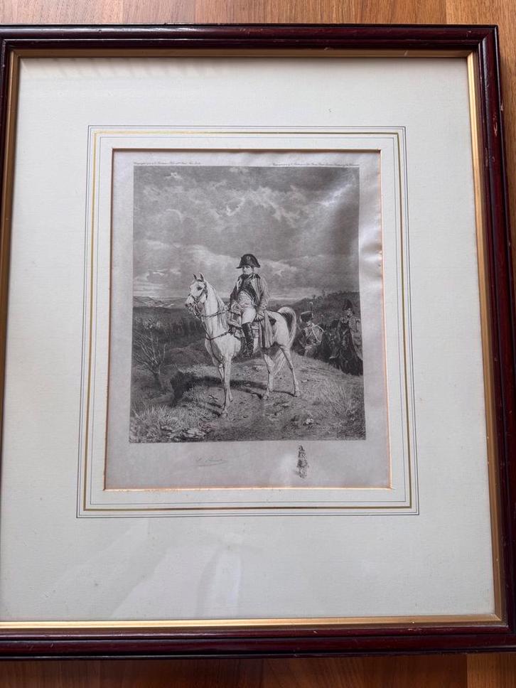 Napoleon prent 1862, Meissonier, gesigneerd, Antiek en Kunst, Kunst | Etsen en Gravures, Ophalen of Verzenden