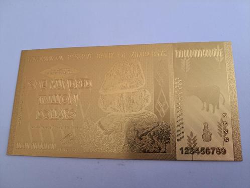 BILJET -ZIMBABWE - GOUDFOLIE-100 TRILLION DOLL  DOLLARS (234, Postzegels en Munten, Bankbiljetten | Afrika, Los biljet, Zimbabwe