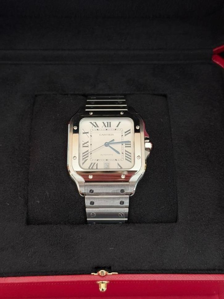 Cartier Santos Horloge Groot, Sieraden, Tassen en Uiterlijk, Horloges | Heren, Nieuw, Polshorloge, Overige merken, Staal, Staal