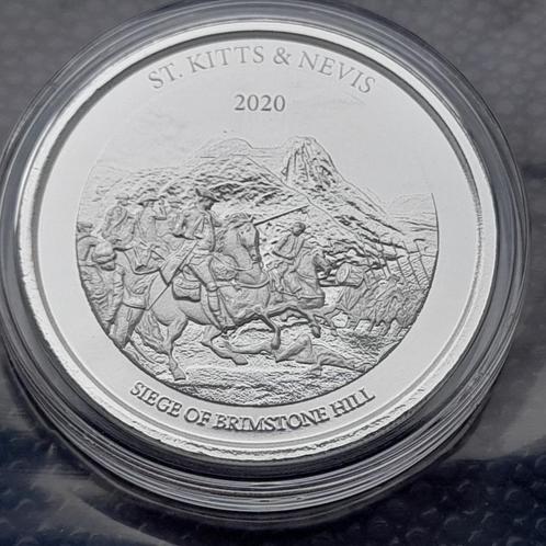 2020 St. Kitts & Nevis 1 oz Silver Brimstone Hill BU, Postzegels en Munten, Munten | Amerika, Noord-Amerika, Zilver, Ophalen of Verzenden