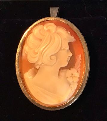 Antieke Camee Broche/Hanger 935 Zilver beschikbaar voor biedingen
