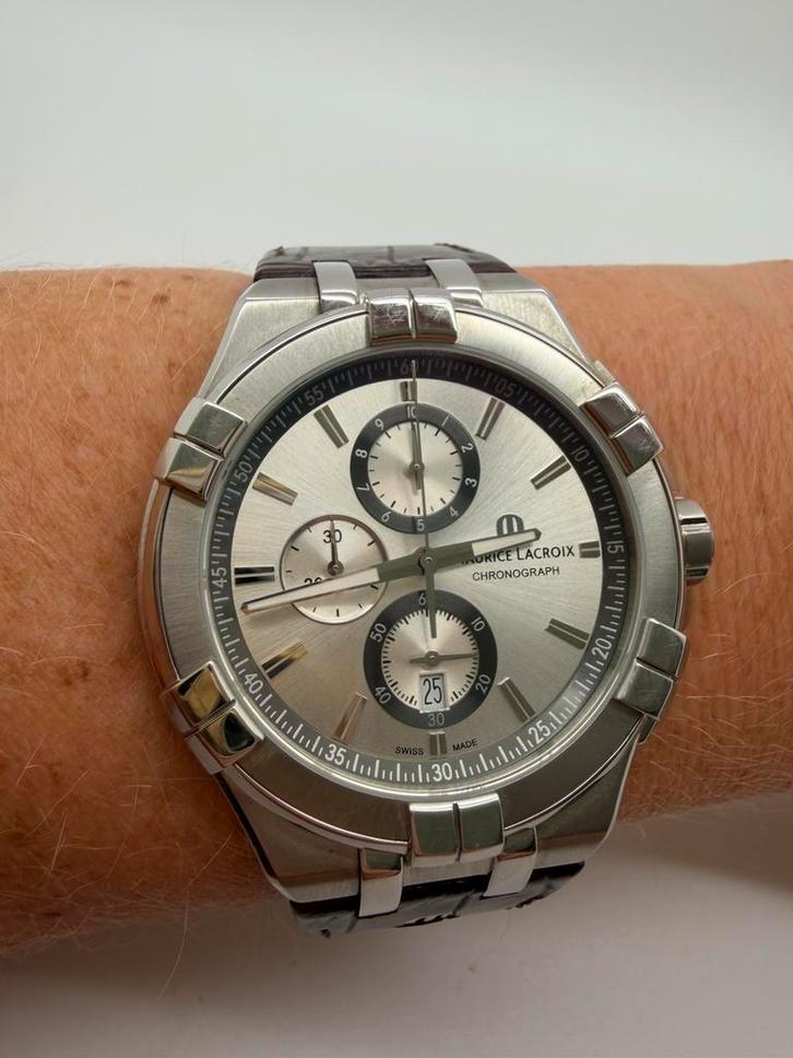 Maurice Lacroix Aikon, Sieraden, Tassen en Uiterlijk, Horloges | Heren, Zo goed als nieuw, Polshorloge, Rolex, Staal, Leer, Ophalen of Verzenden