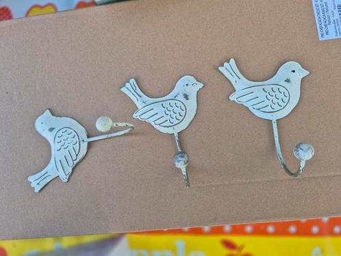 Set van 3 metalen vogel wandhaken, Huis en Inrichting, Woonaccessoires | Kapstokken, Gebruikt, Wandhaken, Minder dan 100 cm, Metaal