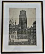 prachtige ets Laurenskerk Marius Jansen vintage, Antiek en Kunst, Kunst | Etsen en Gravures, Verzenden